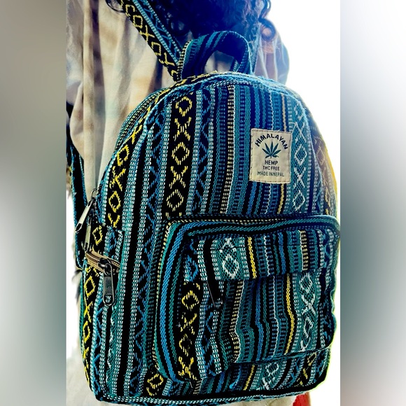 Pure Himalayan Hemp THC Free Made in Nepal Mini Backpack 10”x 9”x3.5” - Picture 2 of 5